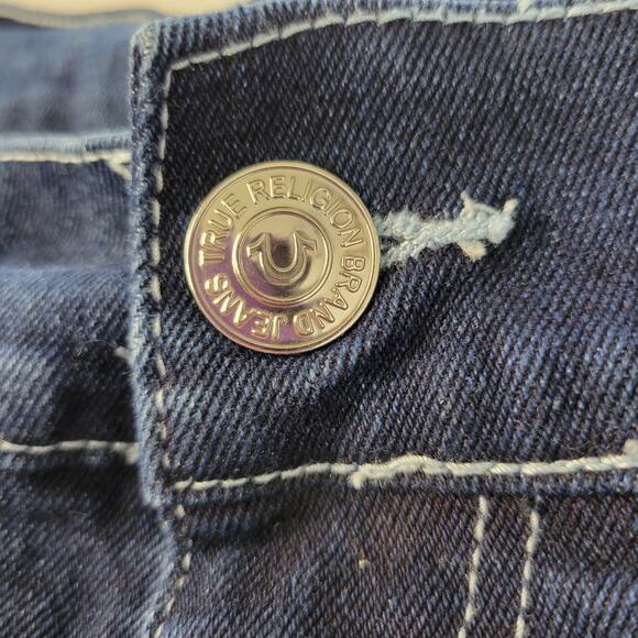 True Religion Jeans 36x31 Geno Relaxed Slim Dark Wash Stretch Flap Thick Stitch - Picture 7 of 11